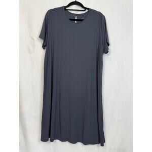 NWT J. Jill Wearever Dress XL Carbon Gray Short Sleeve A-Line Midi